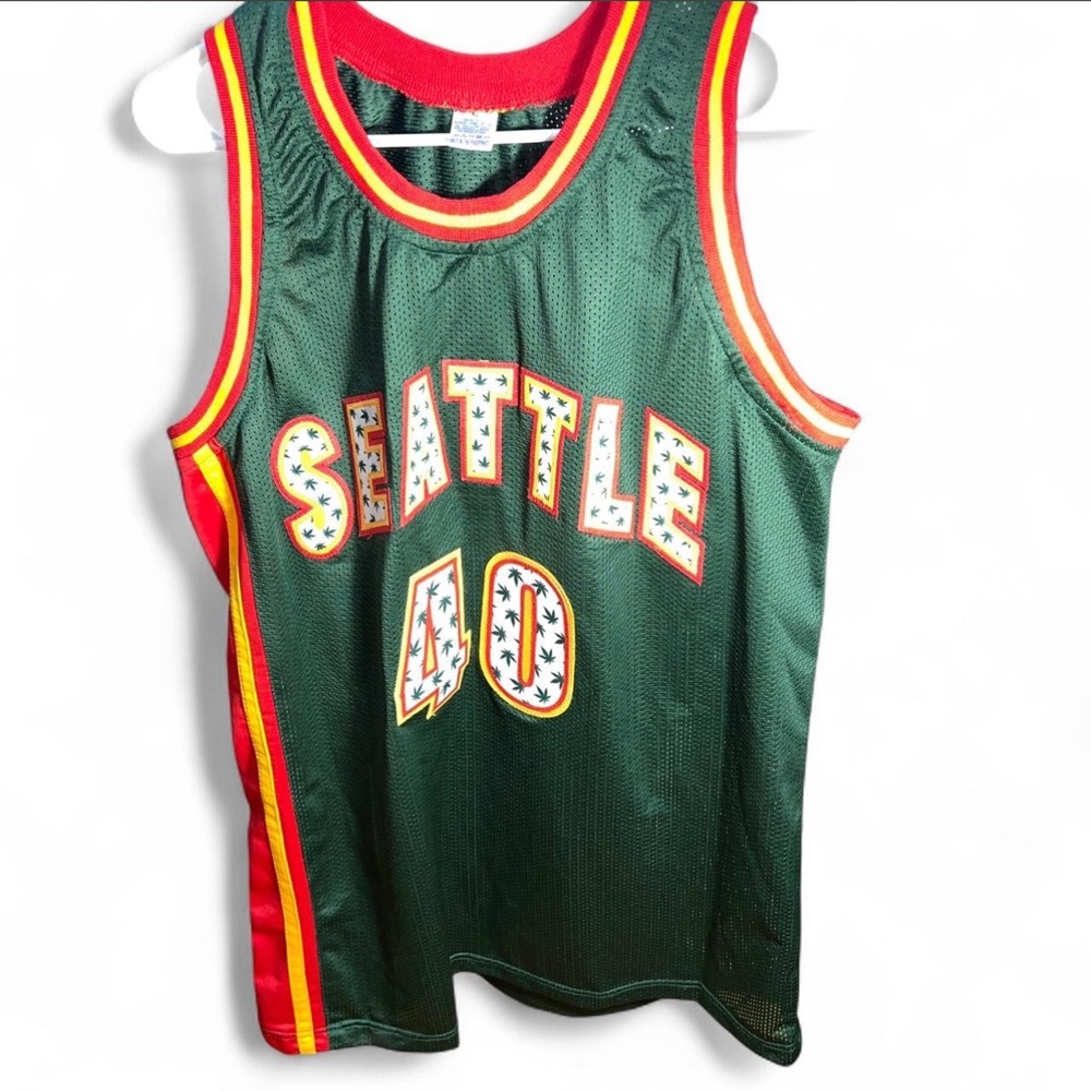 Shawn Kemp Seattle #40 Green Basketball Jersey signed with COA